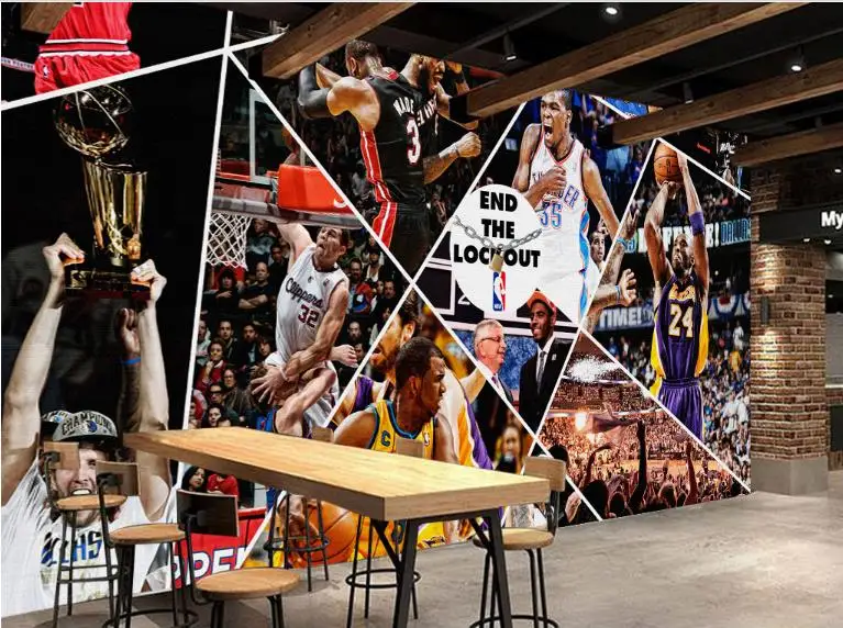 

Customize 3D Photo Wallpaper Basketball star collection picture papel de parede Wallpaper 3D Stereoscopic Tooling Background