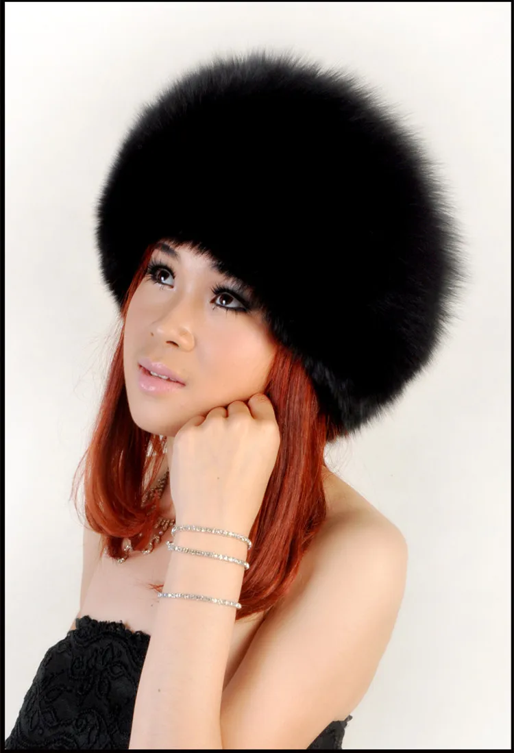 

New fur hat of genuine fox russian hat unisex women's genuine sheepskin leather and fur pomom autumn winter mongolian Hat H1144