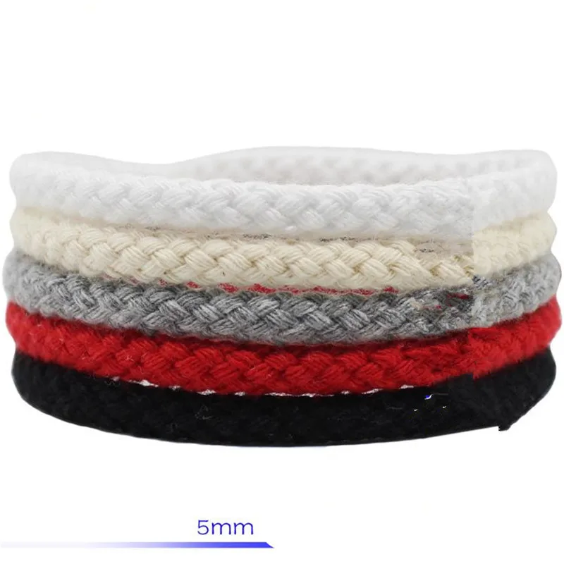 Hollow Colored Cotton Macrame Rope, 8 Strands, White, Red, Black, Ash Handmade, DIY, 5mm * 10m