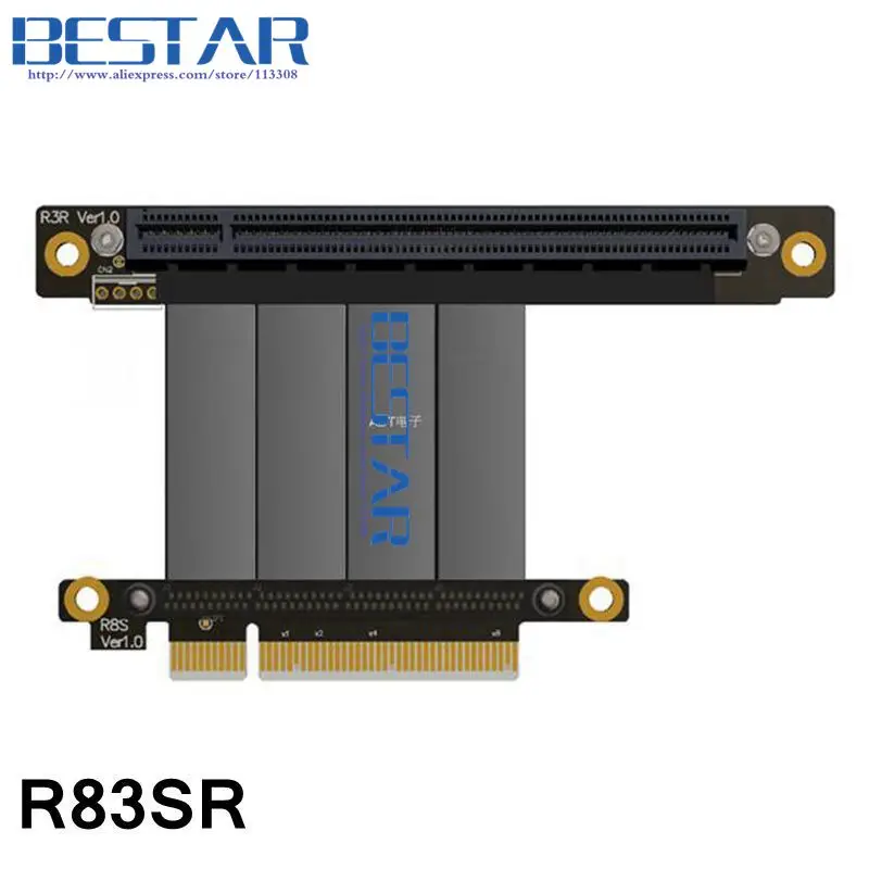 

Gen3.0 Riser PCIe 8x to PCI-e 16x Elbow extension Cable Right & Left Angle 64G/bps PCI E X8 X16 PCI Express Graphics Riser card