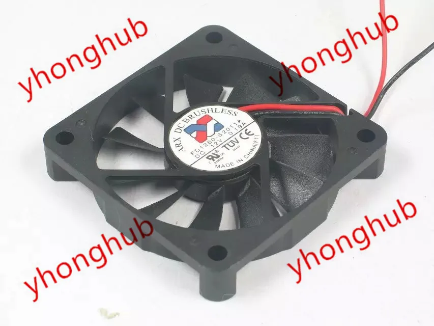 

ARX FD1260-S2011A DC 12V 0.19A 2-Wire 60X60X10mm Server Cooling Fan