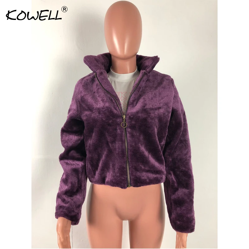 New Velvet Purple Women Winter Jacket Coat Turn-down Collar Long Sleeve Short Coats Casual Warm Autumn Streetwear Down Coat 2018