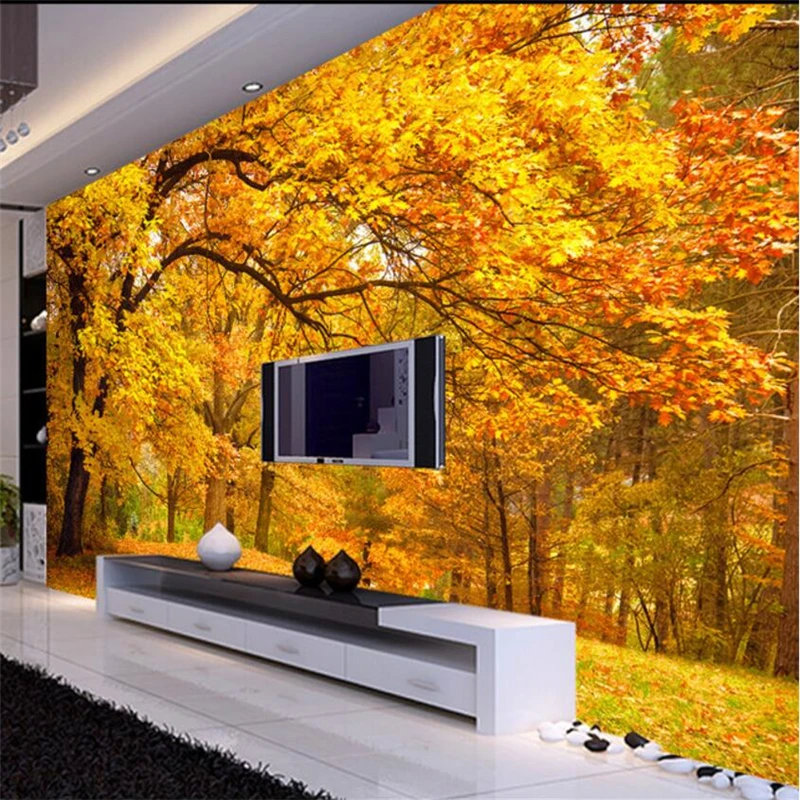 

wellyu papel de parede papier peint Custom wallpaper Golden Floor Gold Street Deck sofa living room background behang