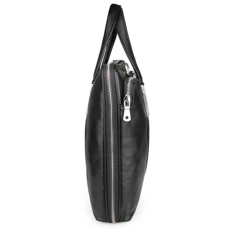 Maletín de cuero genuino de alta calidad para hombre, bolso de hombro de cuero de vaca de 15 ", bolso de negocios para ordenador portátil, bolso de trabajo para PC