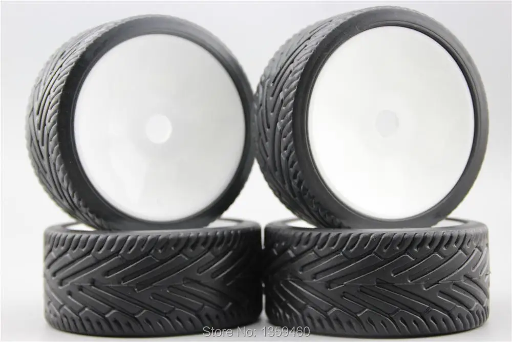 4pcs 1/8 Buggy Tire(Hunter) On Road Tyre 15% Reinforced Nylon Wheel (White)fits for 1/8 Buggy GT XO-1 1/8 Tire 22007+26010