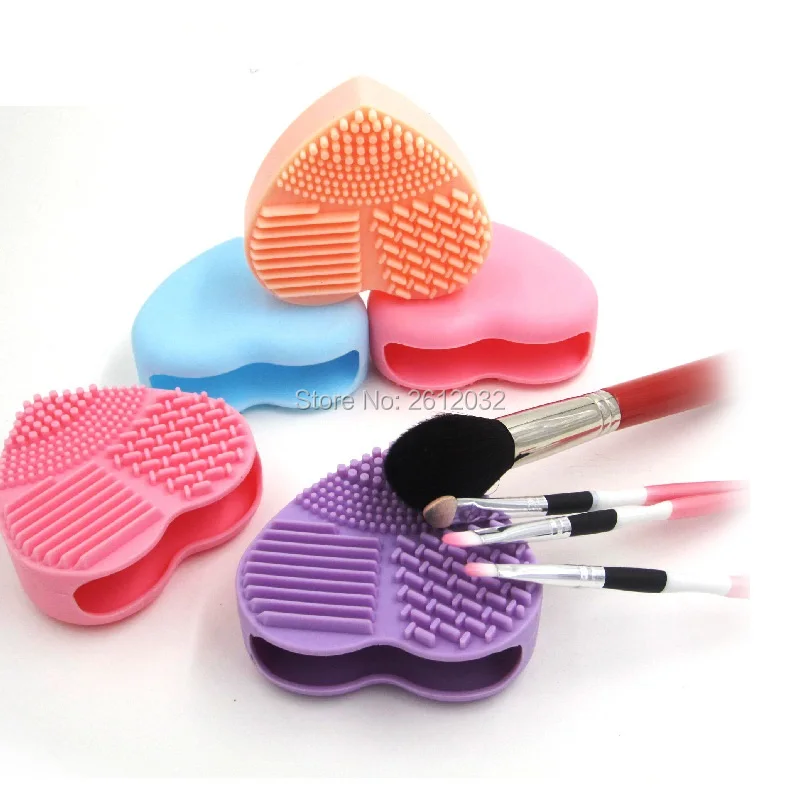 

Colorful Heart Shape Clean Make up Brushes Wash Brush Silica Glove Scrubber Board Cosmetic Cleaning Tools brushes Brushegg