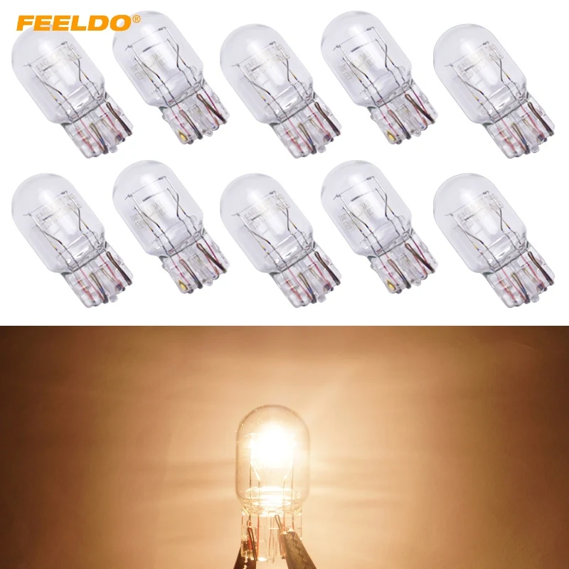 

FEELDO 30Pcs Car T20 7443 1891 W21W 12V Wedges bulb External Halogen Lamp Side/Turn/Tail Lights DRL Light Warm White