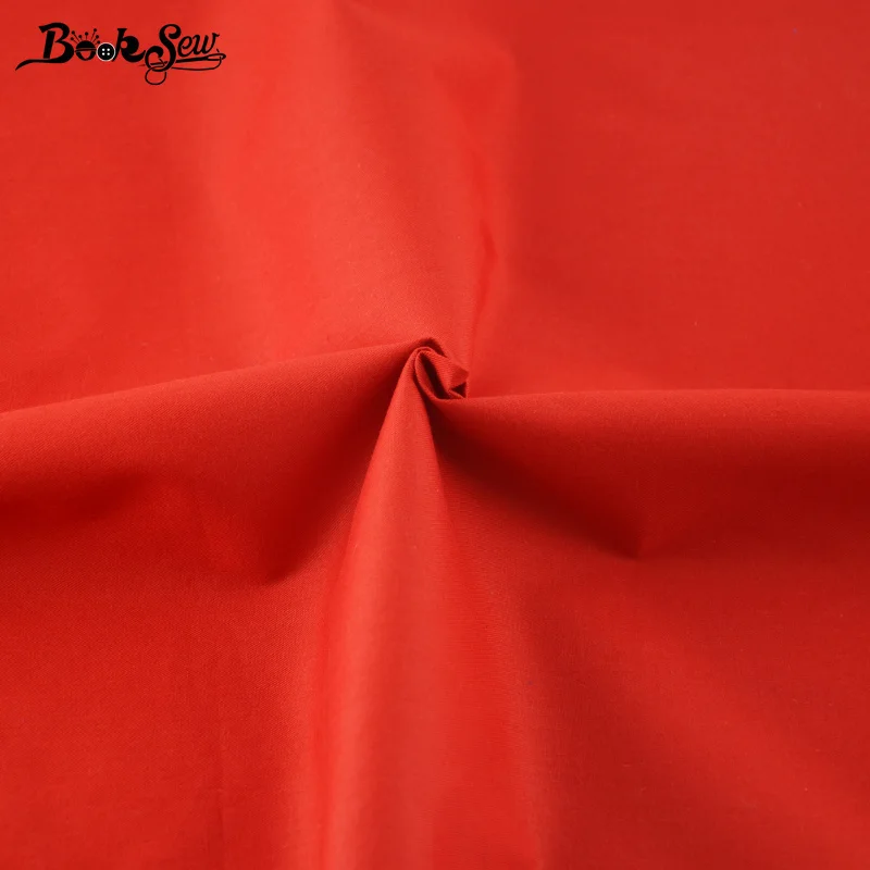 Booksew Twill Classic Red Solid Color 100% tkanina bawełniana metr tkanina patchworkowa DIY do szycia torebka materiał na metr tkaniny