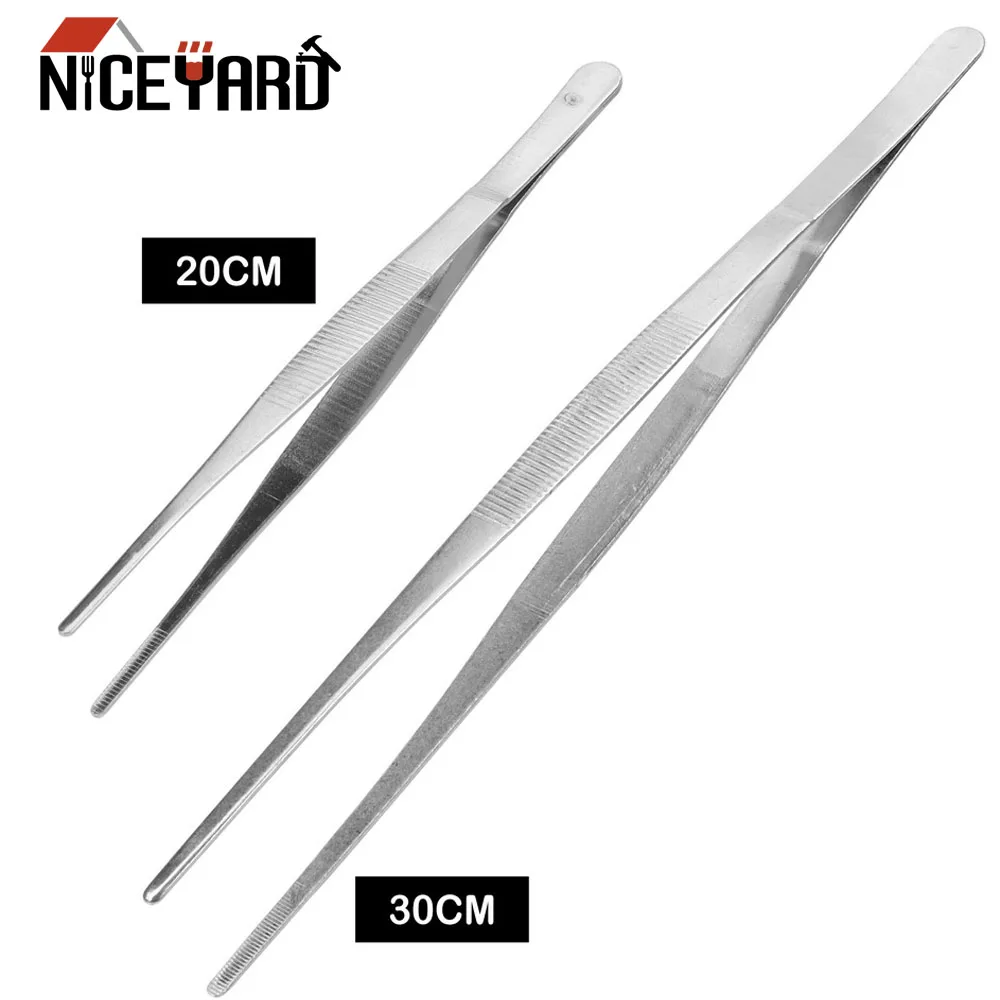 

NICEYARD Home Medical Garden Kitchen BBQ Tool DIY Toothed Tweezer Long Barbecue Food Tong Straight Tweezer Stainless Steel