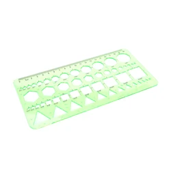 Green Plastic Circles Squares Hexagons Geometric Template Ruler 0-20cm Ruler Size : 22 x 10.5cm