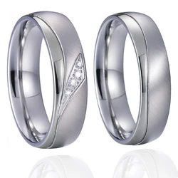 Top Quality Marriage Alliances White Gold Color Couple Wedding Rings Set for Men and Women Stainless Steel Jewelry Never Fade