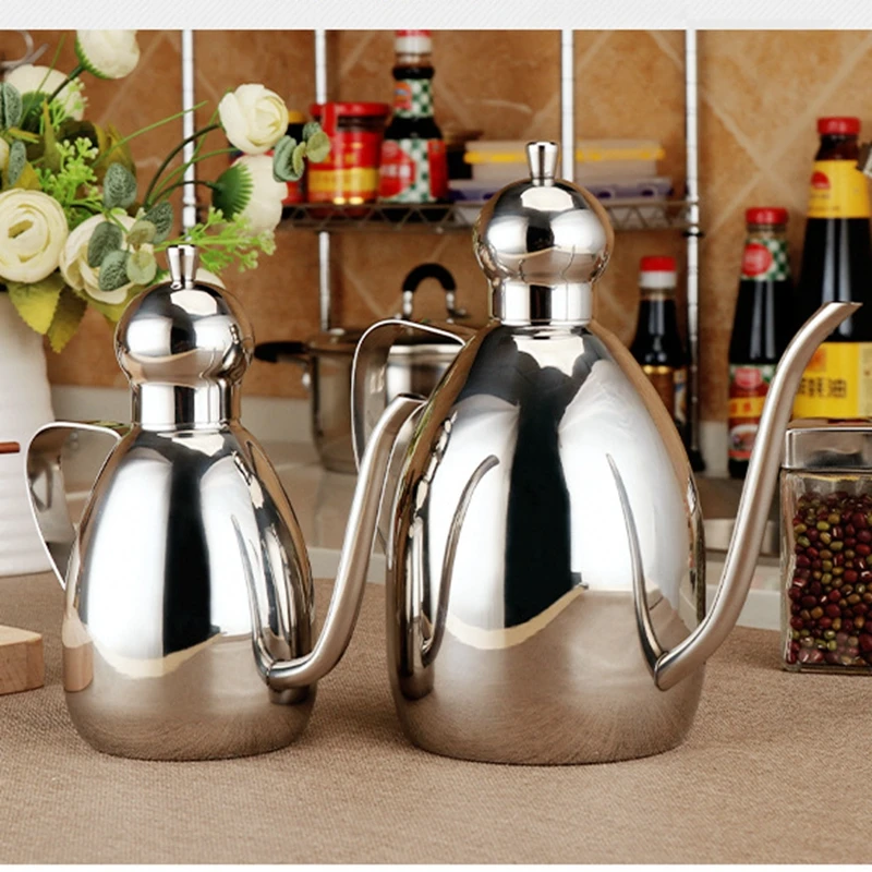 Stainless Steel Leak-proof Oiler Jar Soy Sauce Bottle Olive Oil Vinegar Batcher Bottle Kitchen Supplies Cruet Vinegar Pot