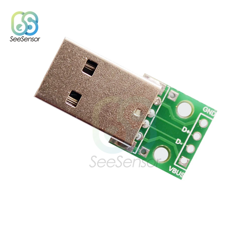 10 Buah USB Konektor Pria Ke Adaptor DIP 2.54Mm 4 Pin Pelat Adaptor Konverter Papan PCB