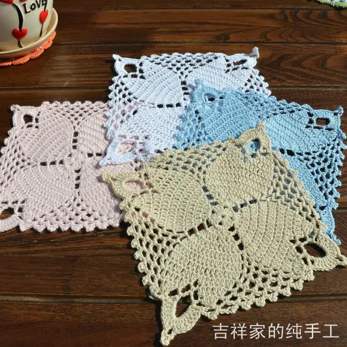 Free shipping  ZAKKA 12 pic/lot square cotton lace felt for RU as novelty households crochet doilies coaster for wedding decor