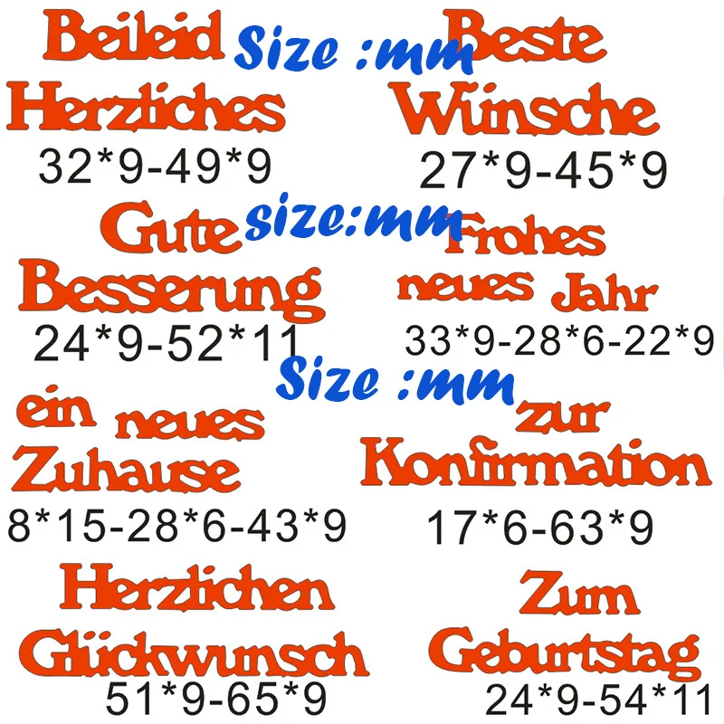 German Phrase Metal Cutting Dies Stencils Letters 2019 for DIY Scrapbooking Photo Album Decorative Embossing Paper Card Crafts