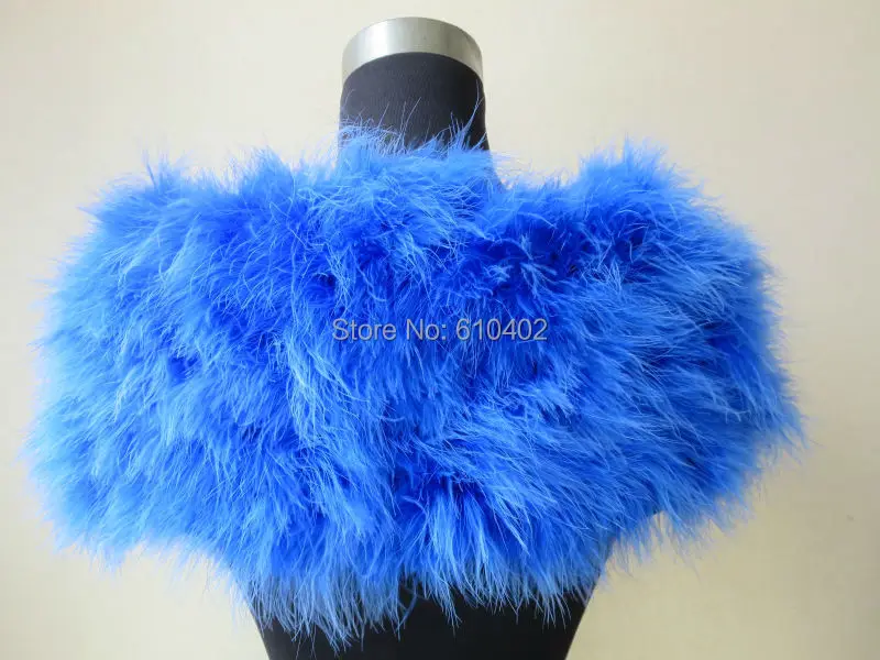 Real ostrich feather fur Wrap fashion present Pashmina  with ribbon /blue