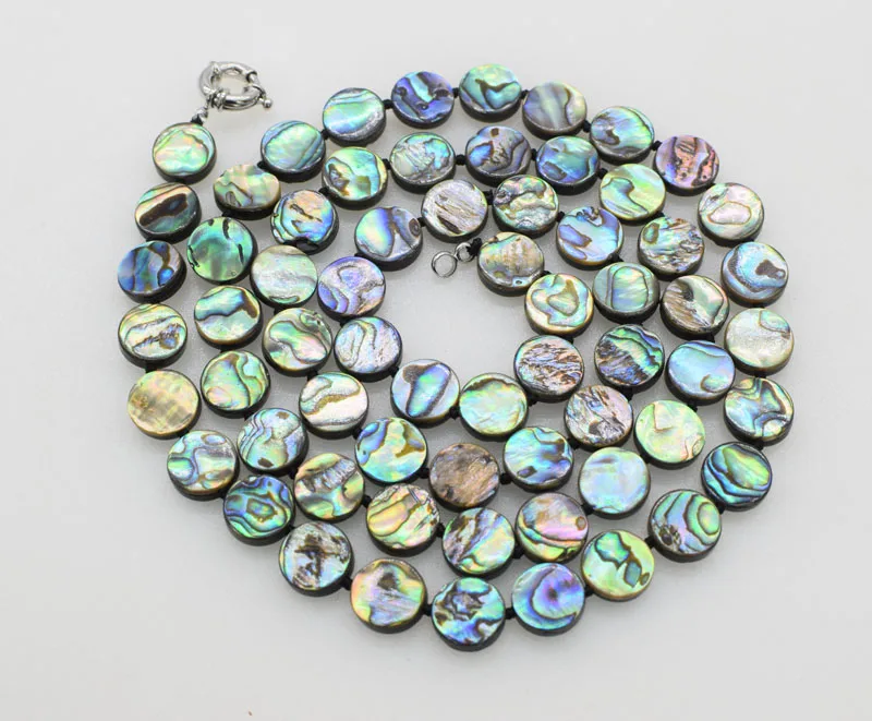 

UNIQUE!green abalone shell necklace coin 12mm 30inch wholesale beads nature FPPj