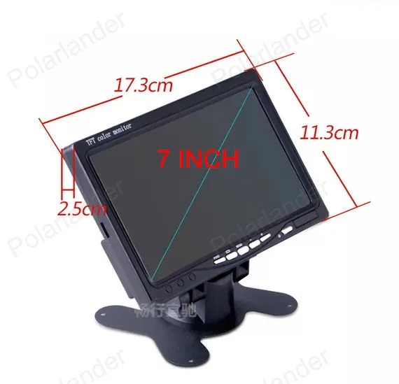 wireless 7 Inch TFT LCD car Monitor 2 video input Display for bus truck with 18 LED night vision rear view camera 12-24V