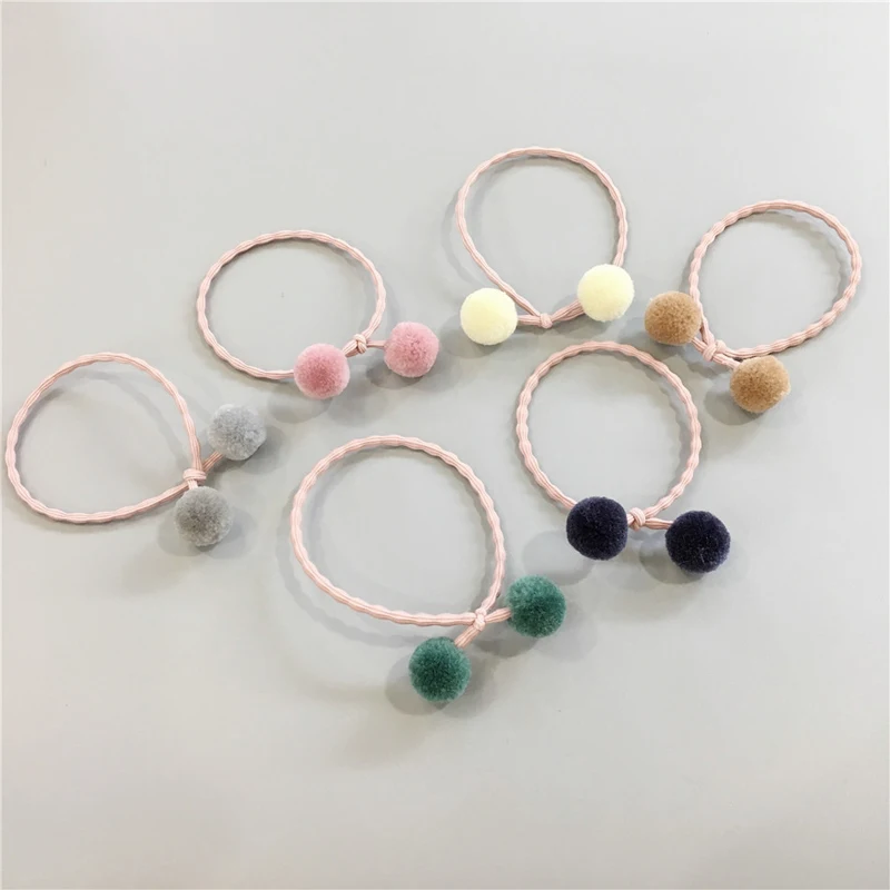 Sweet Girls Cute Plush Headband Hair Accessories Children Pompon Elastic Hair Bands Creative Large Fur Ball Hair Rope Lovely