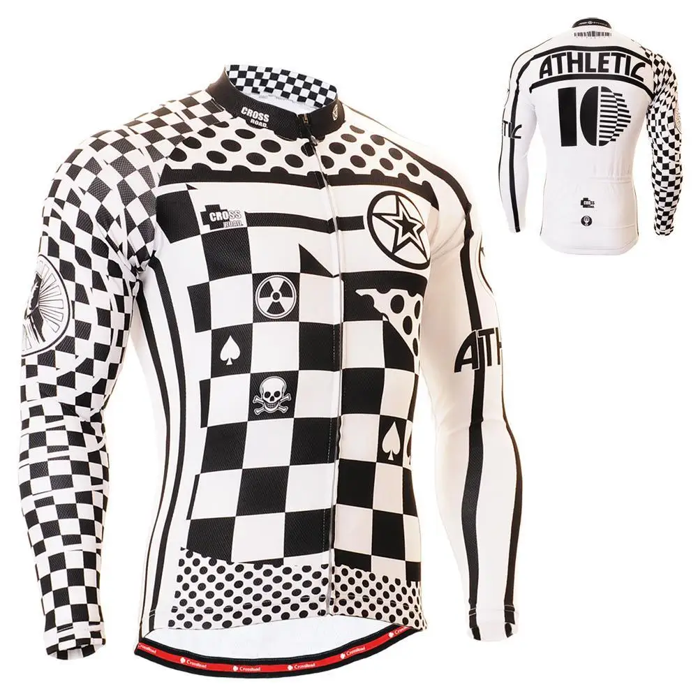 Men`s Long Sleeve Cycling Jersey W/ Non-slip Silicon Band & 3 Useful Rear Pockets MTB Bike Cycle Tops and Bicycle Padded