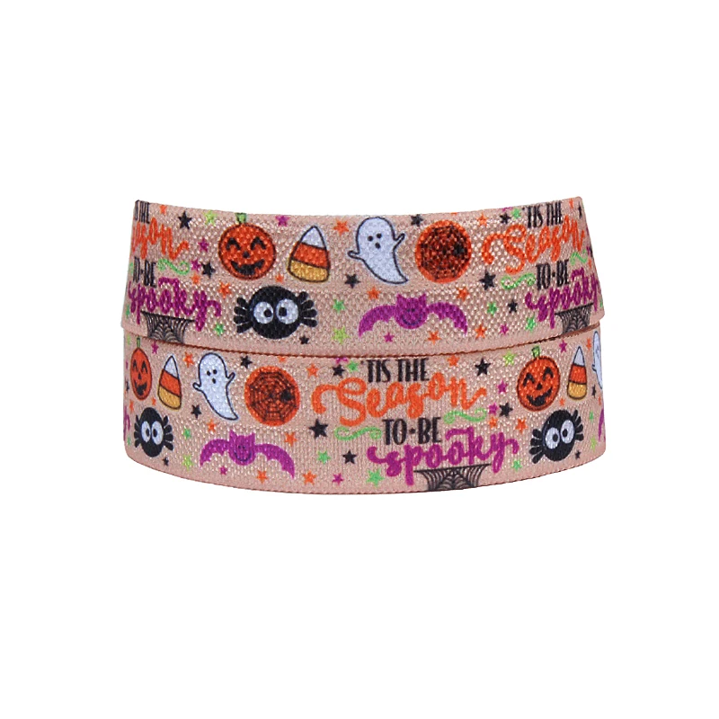 FLRA FOE Lovely little candy printed fold over elastic for Halloween headband