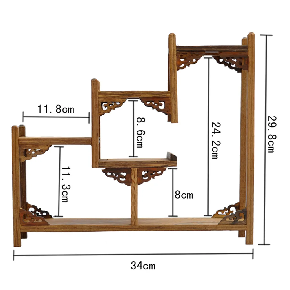 Ming and Qing furniture mahogany wenge small three-curio shelf Shelf antique jewelry swing frame factory direct