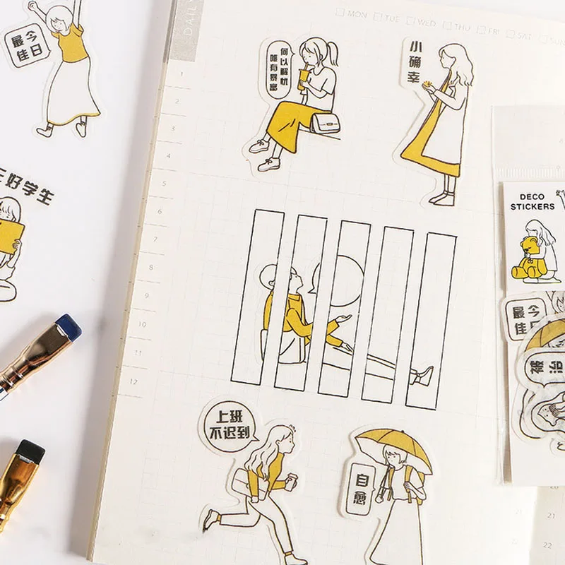 40 Pcs/Pack Cartoon Character Series Decoration Sticker Pack Kawaii Kids Gift Student DIY Diary Decoration Label Paper Sticker