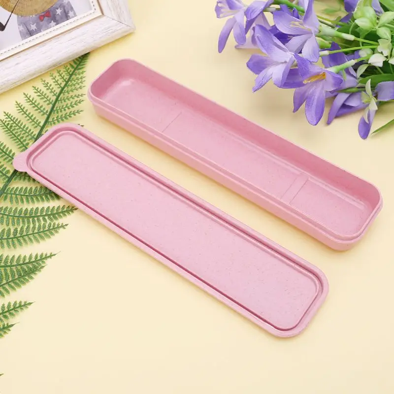 Portable Eco-Friendly Wheat Straw Cutlery Camping Box Dishware Kitchen Utensils Case