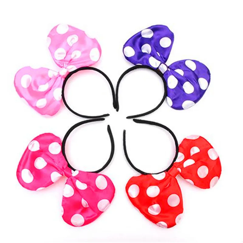 Fashion 24pcs LED Flashing Polka Dot Bowknot Headband Woman Girl Light Up Mouse Ears Hair Band Headwear Dress Decoration Props