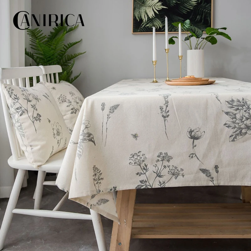 

CANIRICA Table Cloth Pastoral Table Cover Linen Tablecloths Mantel Blanco Rectangular Home Decor Kitchen Accessories Decoration