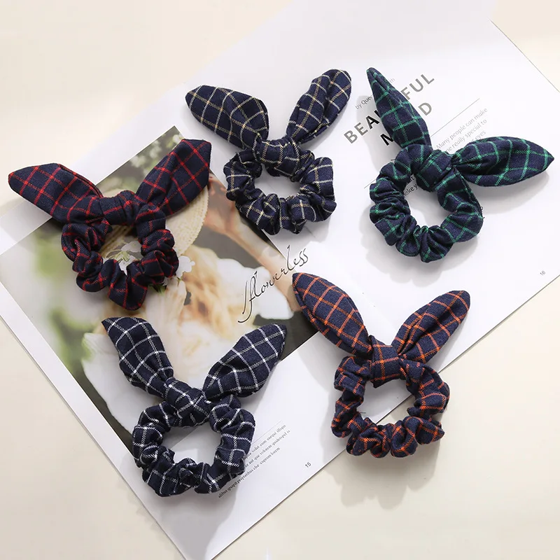 Girls/Women Bunny Ear Hair Scrunchie Knot Bow Hair Band Hair tie Bows Rabbit Ear Elastic Ponytail Holder Elastic Bands Hair bow