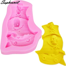 Sophronia DIY Pirate Ship Chocolate Silicone Mold for Baking Cupcake Candy Biscuit Pop Sugarcraft Cake Decorations Tools F1169