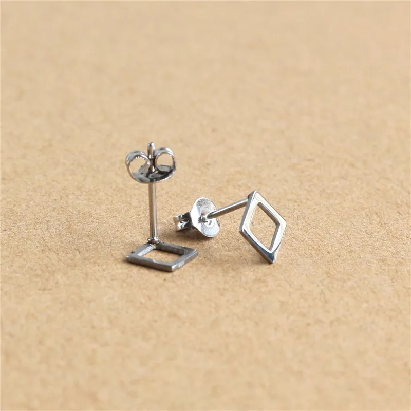 444 Brief Style Titanium Stainless Steel Men Women Geometric Stud Earrings Classic Jewelry 6mm