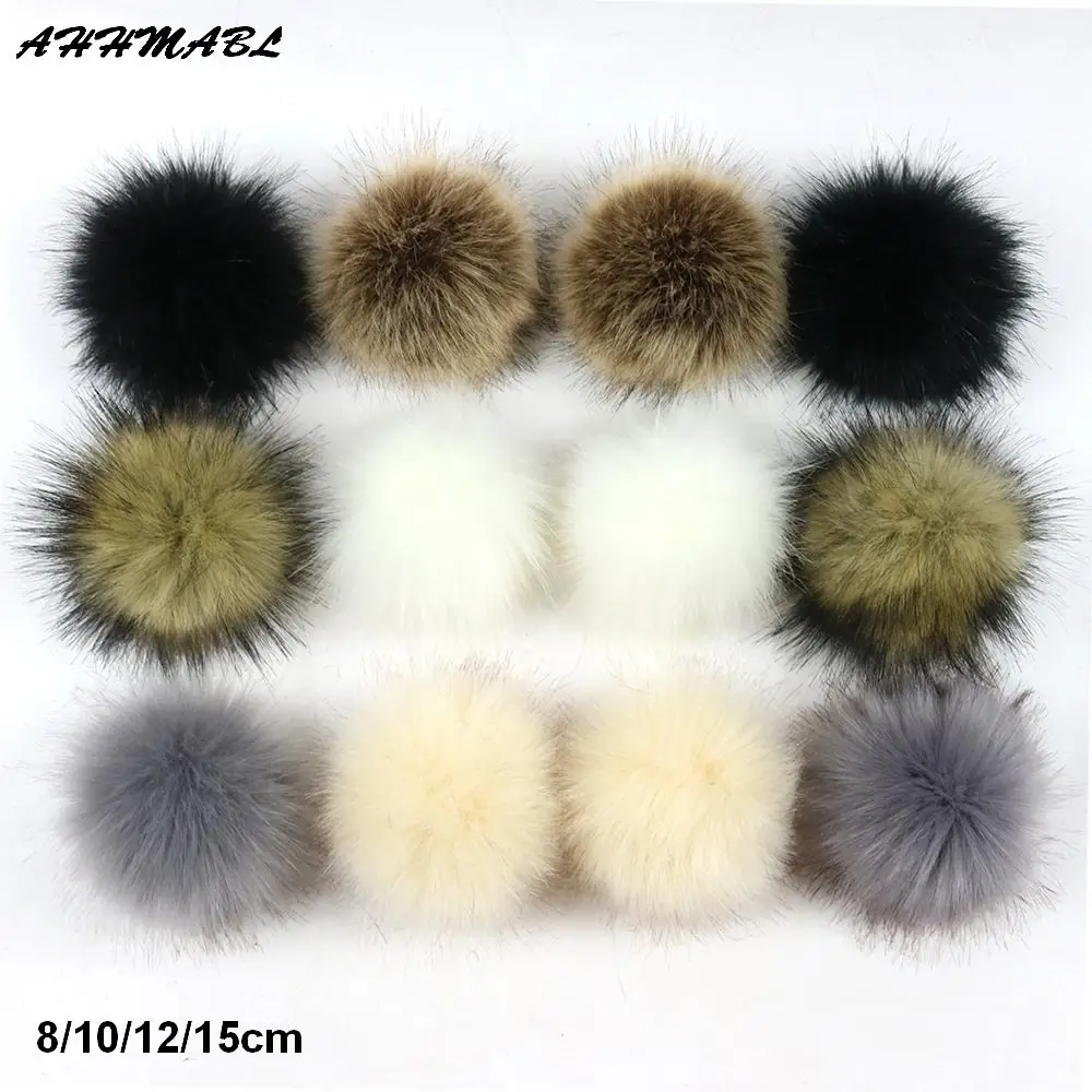 

2pcs 8/10/12/15cm DIY Faux Raccoon Fur Pompom Artificial Fur Pom Poms Beanie Hats Caps For Shoes Caps Sewing Crafts Accessories