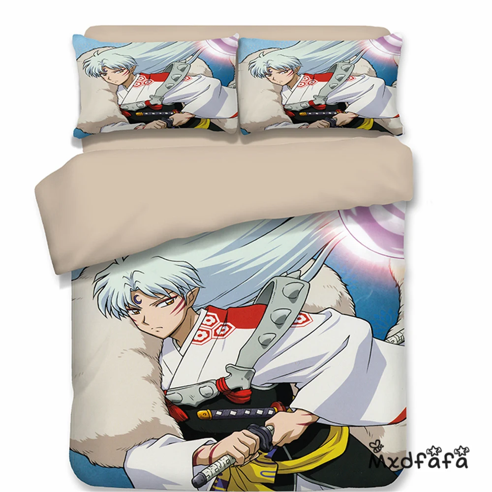 Imagem -05 - Mxdfafa Conjunto de Cama de Anime Japonês Inuyasha Conjunto de Capa de Edredon de Algodão Conjunto de Cama com Edredon e Fronhas