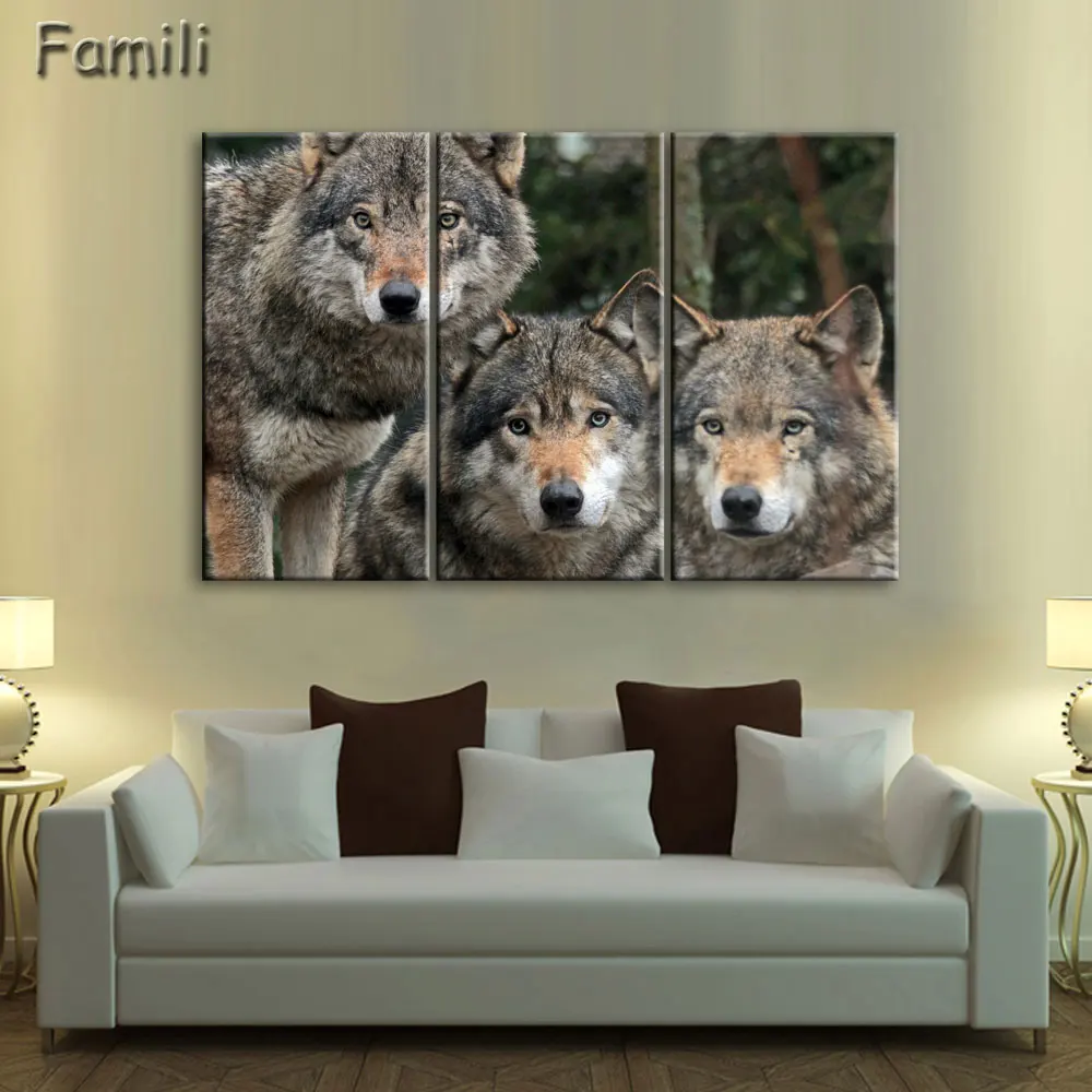 3Piece Painting Calligraphy Wall Painting Animal Wolf Canvas Prints Paint Art Pictures Home Decor Posters Quadro Decoracion