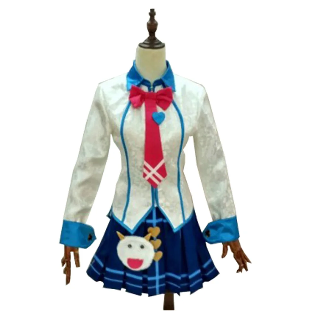 2017 LOL Academy Ahri Cosplay Costume Ahri Dress Top+Bow+Skirt+Socks