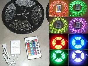 5M RGB 플래시 300 LED 5050 스트립 조명, IR 원격 제어