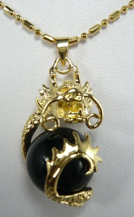 

wholesale Chinese fancy design WOMEN'Sdragon inlay 12mm black Natural JADE pendant jewelry 10