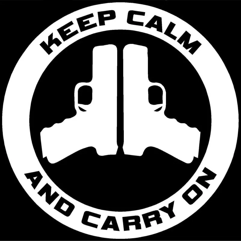 12.7CM*12.7CM Keep Calm and Carry On - Gun Control Decal Car Stickers Reflective Vinyl Styling Black Sliver C8-1028