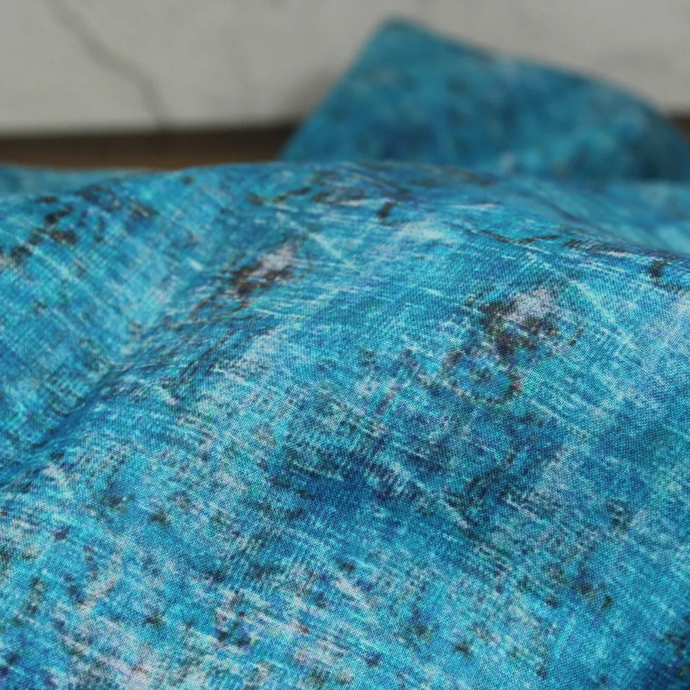 High quality pure ramie fabric Gradual Blue Printing of New Style tissu Fashion Summer Dresses, clothes and Shirts fabric