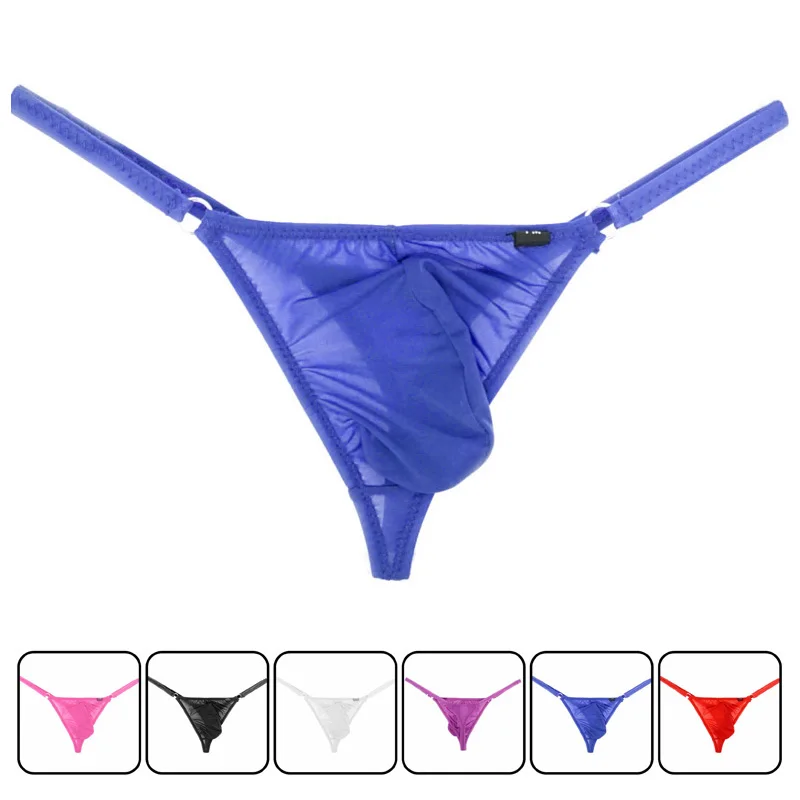 Thongs Underwear Low Waist Thong Gay Sexy Men Translucent Ice Silk G-string Free Breathing Male Smooth Ice Silk  jockstrap