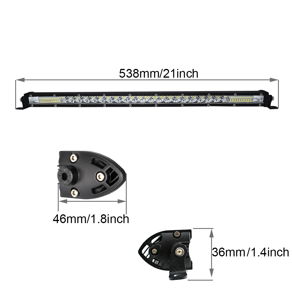 ECAHAYAKU 1x 120w 21 Inch LED Light Bar slim offroad led bar for Car Tractor Boat Off Road 4WD 4x4 Truck SUV ATV Driving 12V 24V