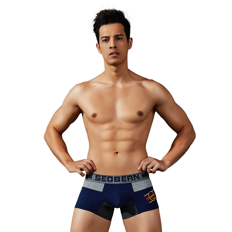 SEOBEAN Men Male Underwear Men boxers Plain Cotton Boxer Shorts Panties Brand Clothing Cueca Cuecas Boxer U Convex Pouch