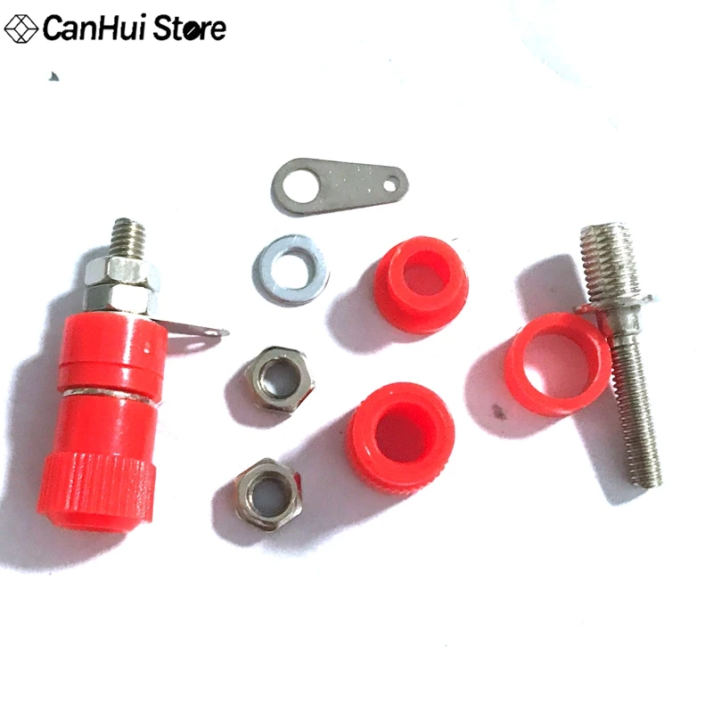 10ps 4mm Banana Socket Nickel Plated Binding Post Nut Banana Plug Jack Connector Red + Black  JS-910B Terminal JS919 Opening 8mm