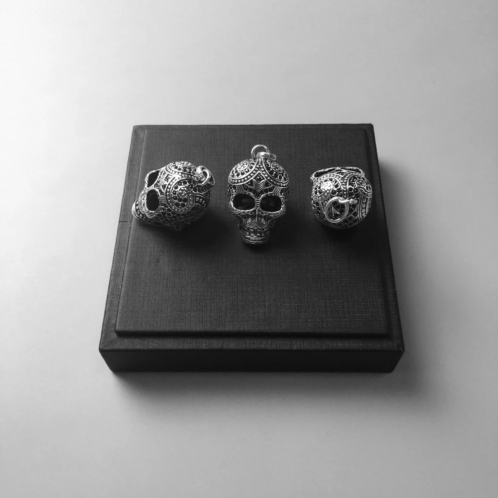 Maori Skull Pendants, 2018 New Fashion Jewelry 925 Sterling Silver Blackened Ethnic Gift For Women Men Boy Girls Fit Necklace