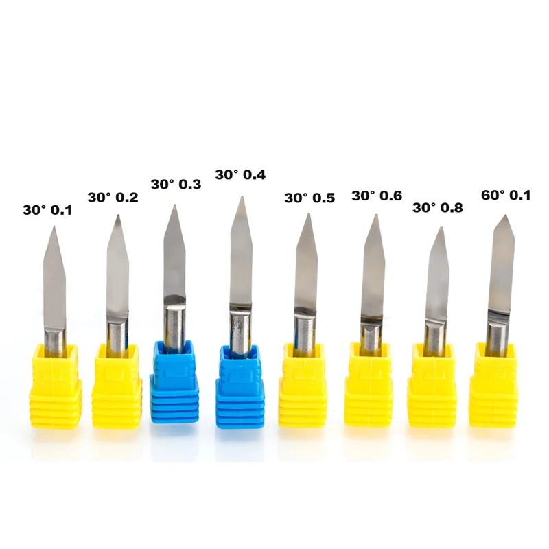 1pc 6mm Flat Bottom Engraving Bits 45-50mm Lengthened CNC Router Tools V Carbide Carving Cutters Degree 20 25 30 60 90