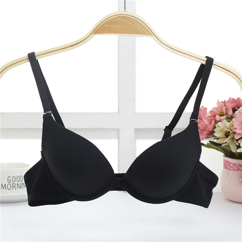 Deep u teenage stduent girl bra underwear cute young girl bra underwire super push up small breast cotton bra 32-38