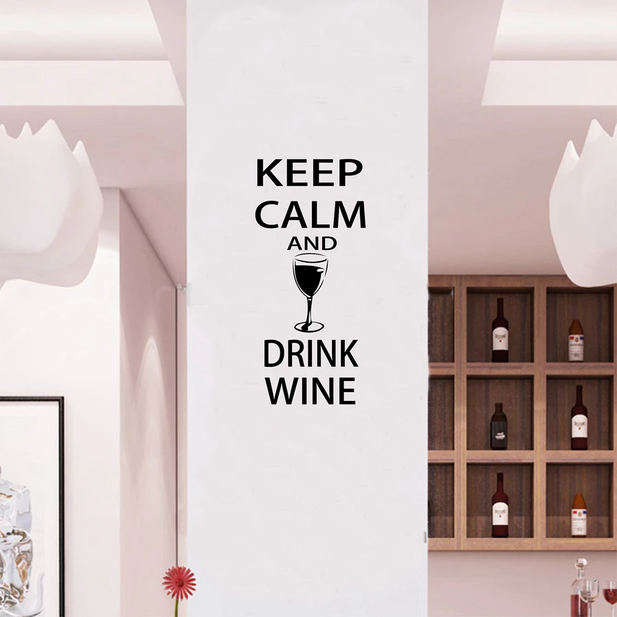 Wine Wall Decals Bar Wall Sticker -  Keep Calm and Drink Wine - Funny Bar pub Wall Art Decor