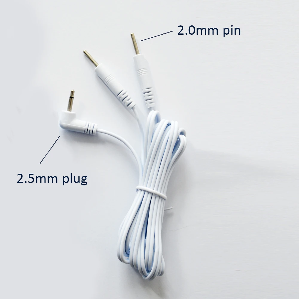 2 Pieces Jack DC Head 2.5mm TENS Cables 2-pin Electrode Lead Wires Plug 2.0mm For TENS/EMS Machines